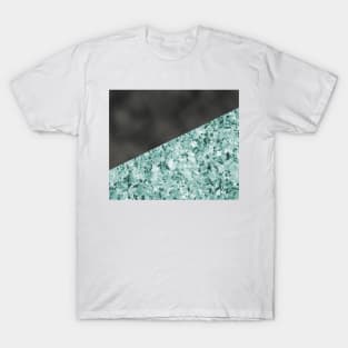 Polished granite verde - turquoise stone & black leather T-Shirt